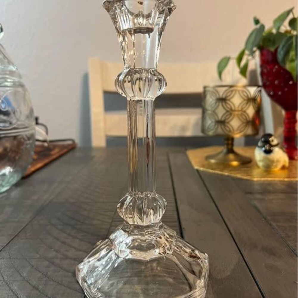 Clear Glass Tall Candle Holder